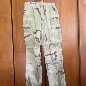 Camo Cargo pants with tie at bottom